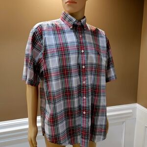 Men's Plaid Shirt - Red, Green, White